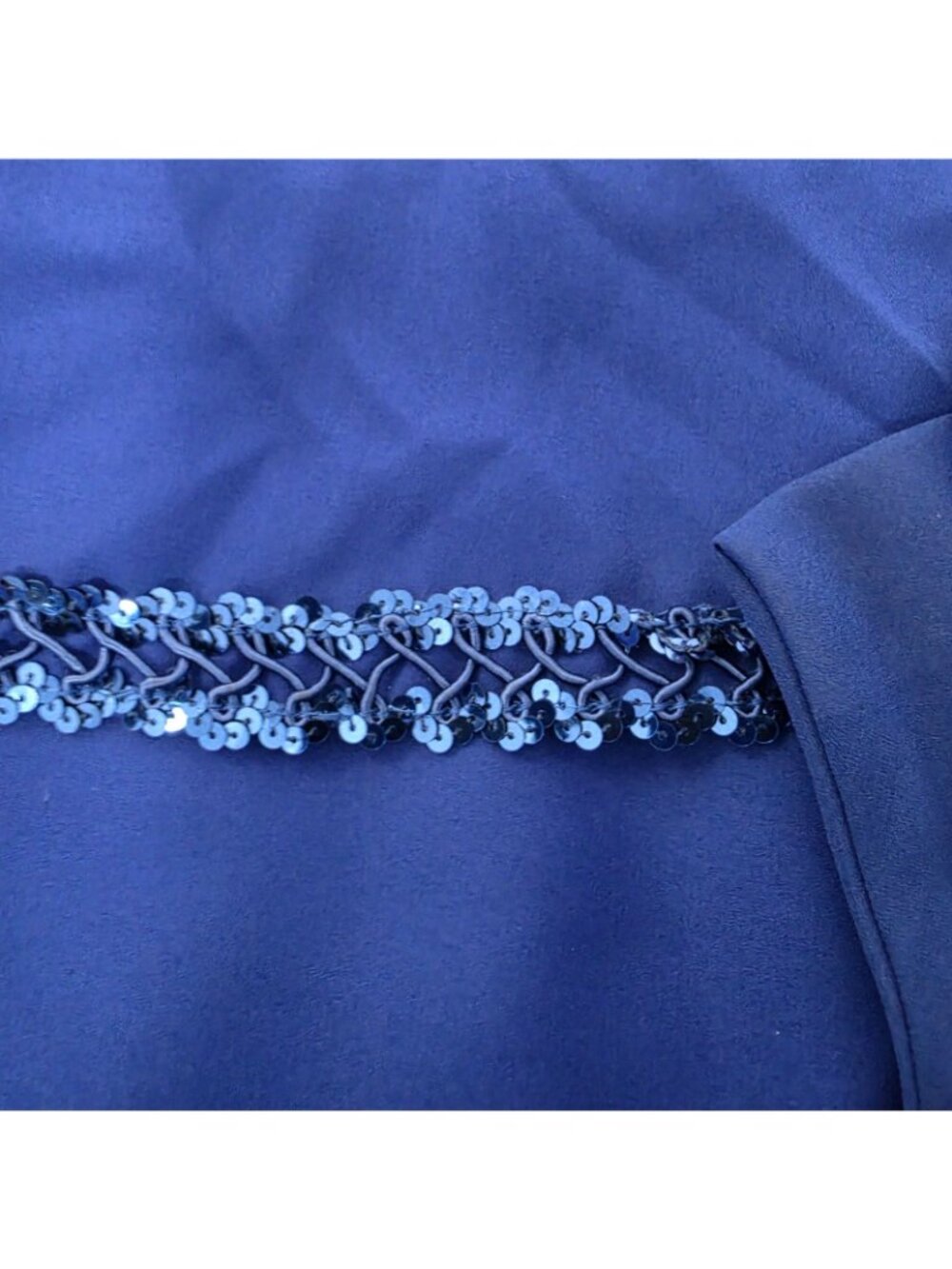Vintage After Dark Blue Sequin Bow Peplum Dress Womens 11/12 80s 90s Cocktail - Picture 6 of 16